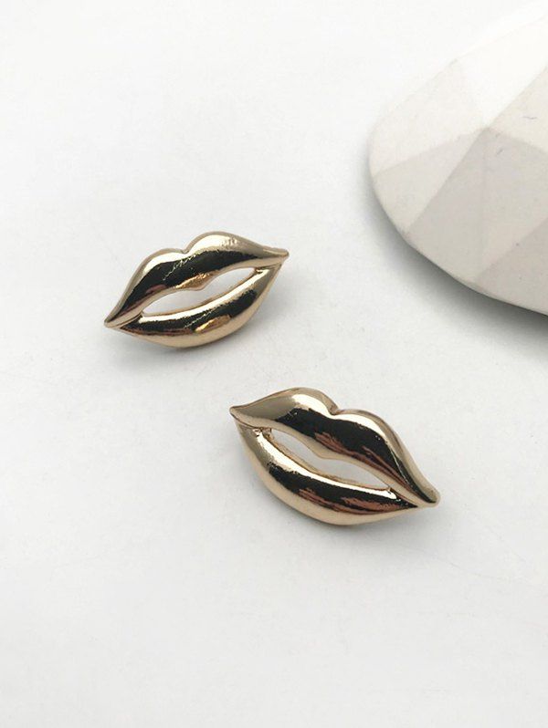 

Hollow Out Lip Shape Stud Earrings, Golden