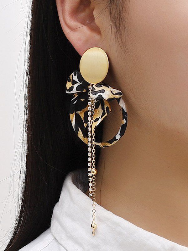 

Leopard Bowknot Faux Pearl Asymmetric Earrings, Golden