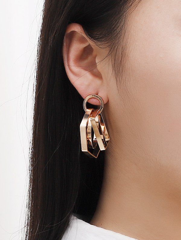 

Hollow Alloy Geometric Stud Drop Earrings, Golden