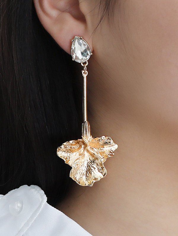 

Rhinestone Maple Leaves Shape Asymmetric Earrings, Golden