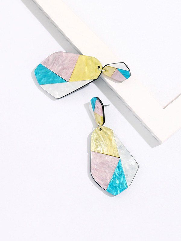 

Irregular Geometric Colorblock Drop Earrings, Multi