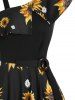 Sunflower Printed Skew Collar High Low Dress -  