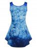 Débardeur Teinté Fleuri Imprimé de Grande Taille - Bleu clair 1X