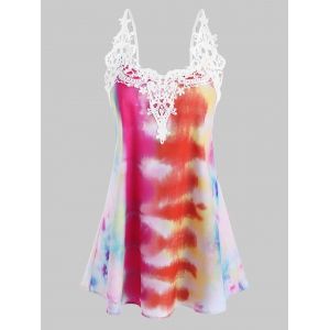 

Tie Dye Crochet Lace Panel Cami Top, Multi