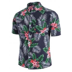 

Tropical Flower Leaf Beach Shirt, Multi a