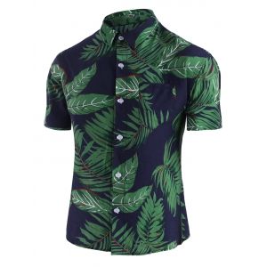 

Leaf Print Pocket Beach Shirt, Multi a