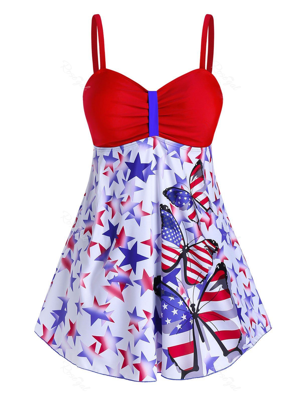 Plus Size Butterfly American Flag Print Tankini Swimwear [37% OFF ...