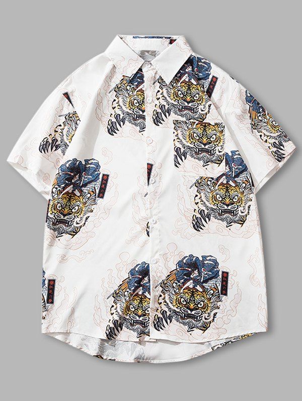 Hot Geisha Samurai Tiger Print Pocket Shirt  