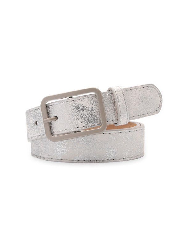 

Pin Buckle Rectangle Waist Belt, Silver