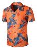Tropical Leaf Printed Pocket Beach Shirt -  