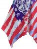 Plus Size American Flag Handkerchief Ruched Dual Strap Cami Top -  