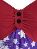 Plus Size American Flag Handkerchief Ruched Dual Strap Cami Top -  