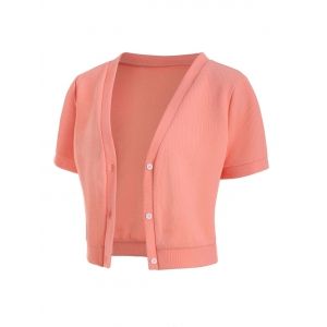 

Plus Size Front Button Crop Tee, Light pink