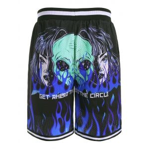 

Flame ET Graphic Drawstring Shorts, Black