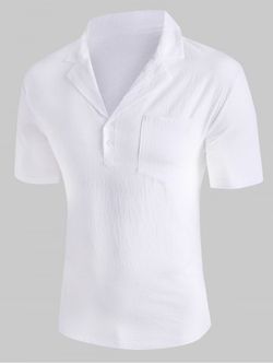Solid Color Chest Pocket Shirt - WHITE - 3XL