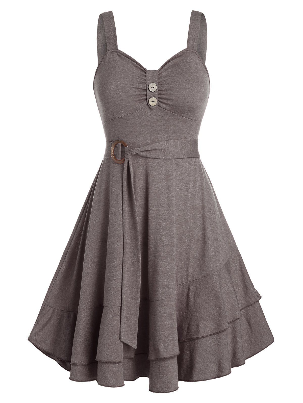

Layered Flounce Tied Empire Waist Dress, Light coffee