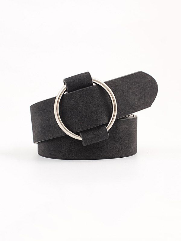 

Circle No Pin Buckle Wide Belt, Black