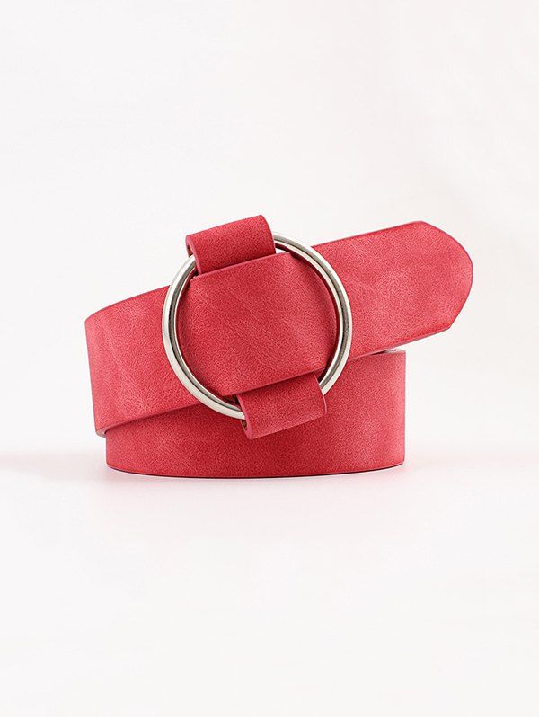 

Circle No Pin Buckle Wide Belt, Red