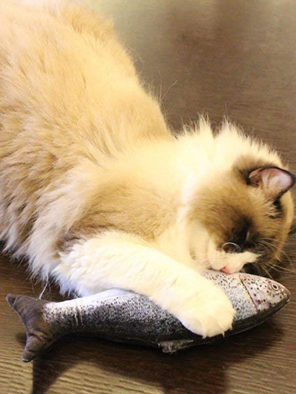 

Electric Fish Jumping Pet Plush Cat Toy, Light gray