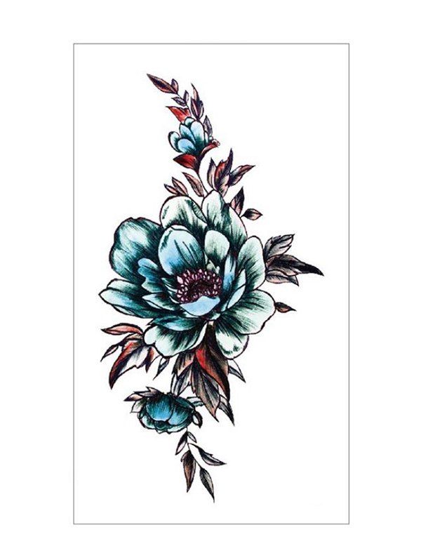 

Rose Flower Leaf Geometric Water Transfer Tattoo Stickers, Multi-a