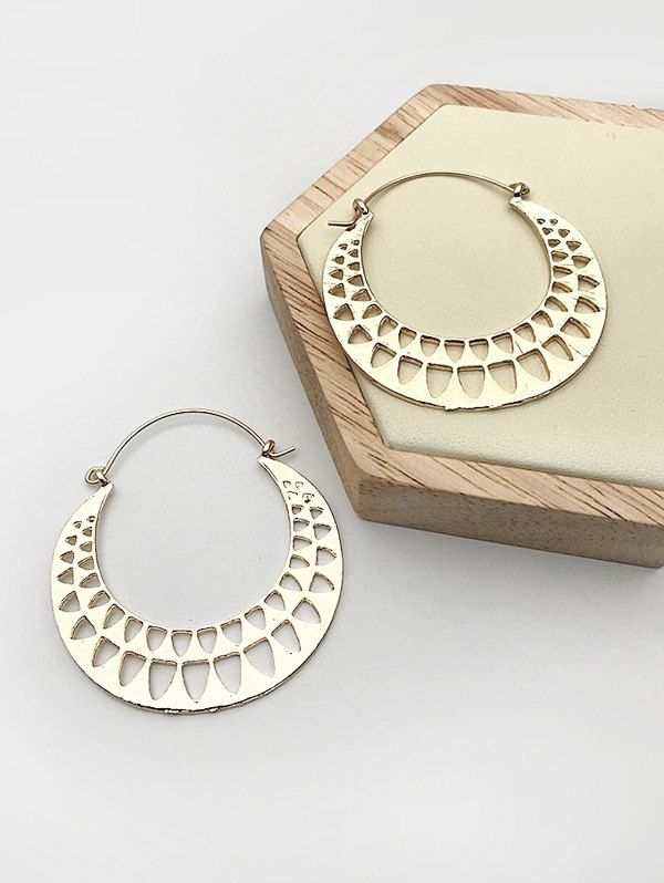 

Hollow Out Alloy Geometric Hoop Earrings, Golden