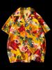 Flower Print Pocket Beach Shirt -  