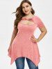 Distressed Cut Out Handkerchief Plus Size Top -  