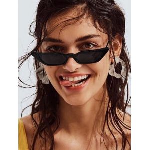 

Irregular Anti UV Narrow Sunglasses, Black