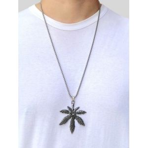 

Retro Titanium Steel Maple Pendant Necklace, Silver