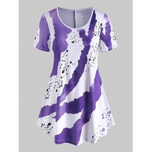 

Curved Hem Tie Dye Plus Size Tee, Purple