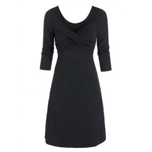 

Ruched Crossover Front Mini Dress, Black
