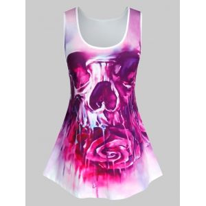 

Plus Size Tie Dye Flower Print Binding Tunic Tank Top, Light pink