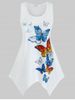 Plus Size Butterfly Print Handkerchief Tunic Tank Top -  