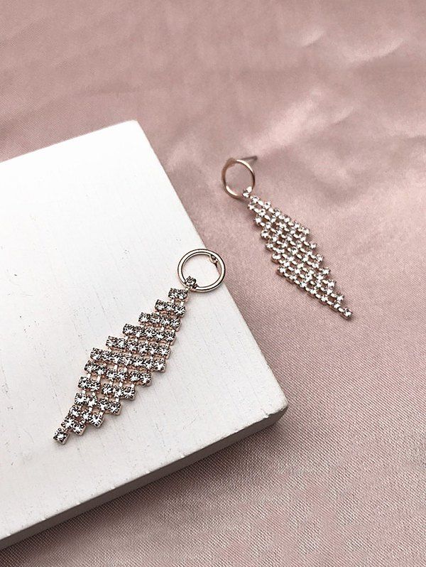 

Rhombus Rhinestone Stud Drop Earrings, Golden