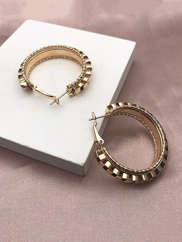 

Punk Alloy Geometric Hoop Earrings, Golden
