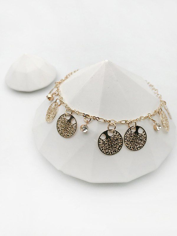 

Hollow Out Tree Pendant Alloy Anklet, Golden