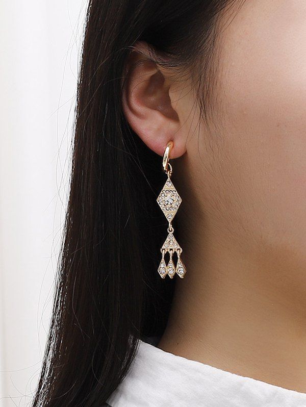 

Rhinestone Geometric Shape Drop Earrings, Golden