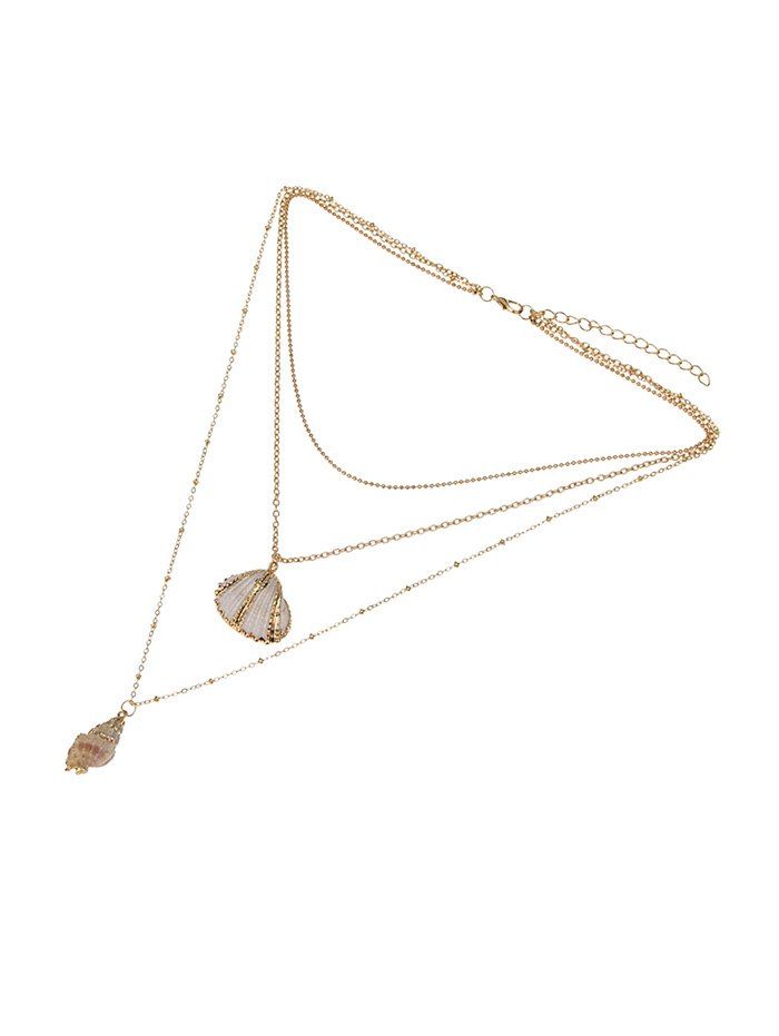 

Cowrie Shell Conch Shape Layered Pendant Necklace, Golden
