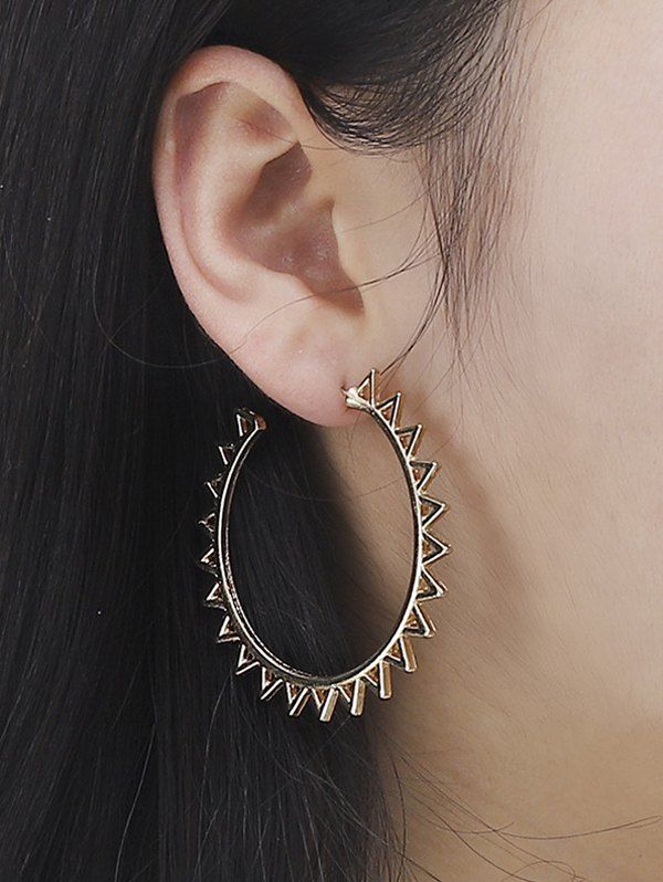 

Geometric Sun Shape Hoop Earrings, Golden