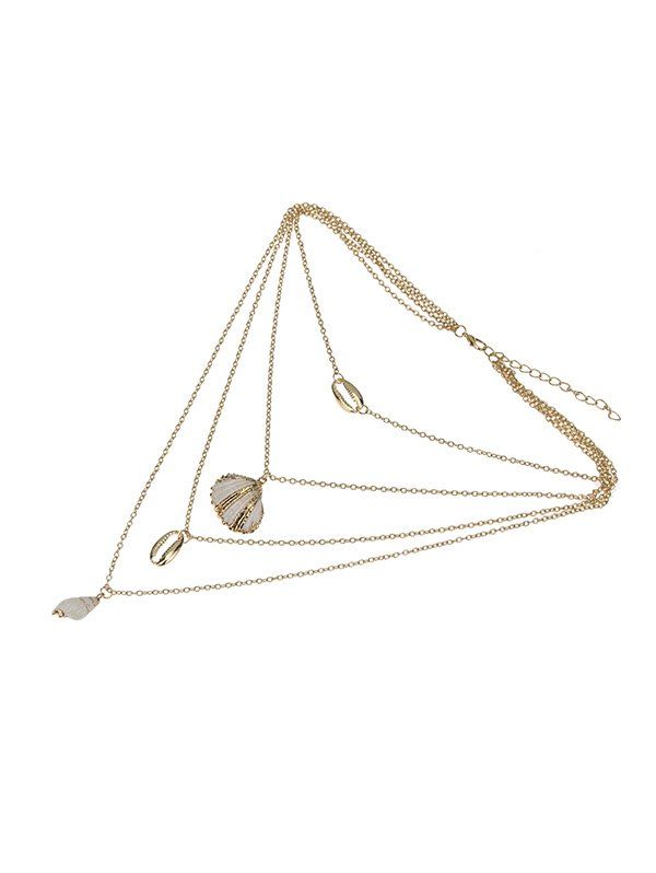 

Cowrie Shell Shape Tiered Pendant Necklace, Golden