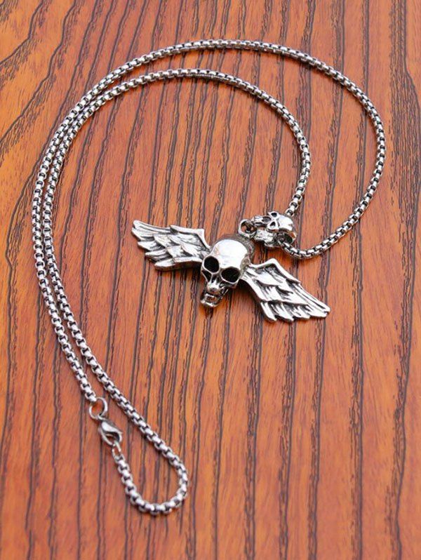 

Skull Wing Titanium Steel Pendant Necklace, Silver