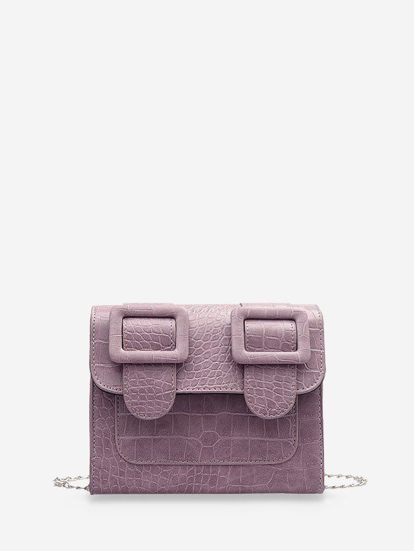 

Textured Chain Square Satchel Bag, Light purple