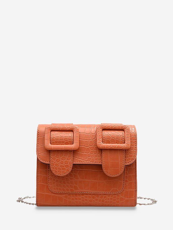 

Textured Chain Square Satchel Bag, Orange