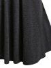 Buckle Detail Long Sleeve Heathered Dress -  
