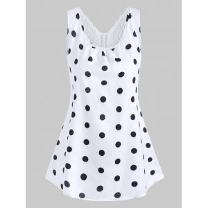 

Plus Size Lace Butterfly Polka Dot Tank Top, White