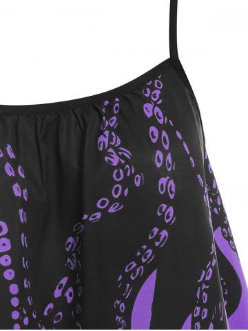 

Plus Size Octopus Print 3D Galaxy Trapeze Cami Top, Purple