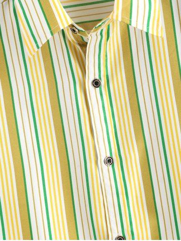 

Short Sleeve Striped Button Up Shirt, Yellow