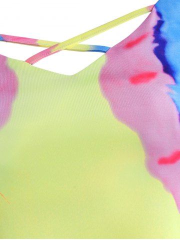 

Criss Cross Tie Dye Plus Size Cami Dress, Light yellow