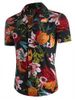 Flower Print Pocket Beach Shirt -  