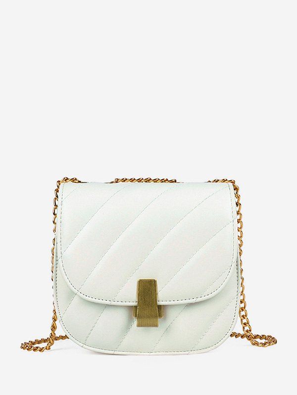 

Chain Cover Quilted Crossbody Saddle Bag, White